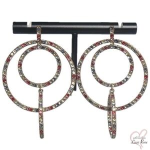 Intricate Rainbow Sparkle Pavé Cut-glass Interlocking Hoop Earrings (J.Crew)